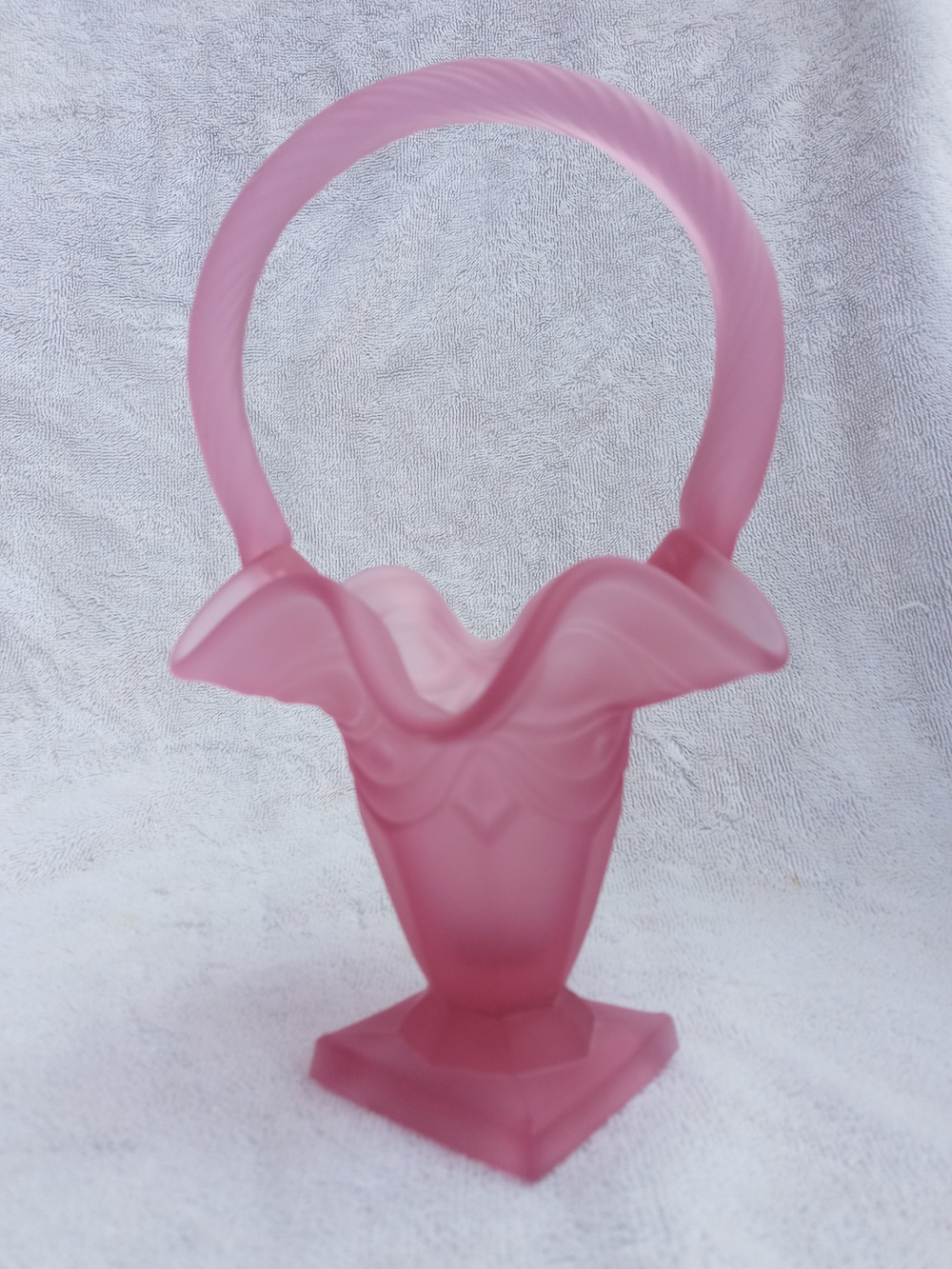 Vintage 9" Fenton Dusty Rose Satin Glass Basket